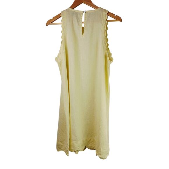 LJC Designs SZ L Banksia Dress - Linen Butter Yellow Scalloped Sleeveless Mini - Picture 7 of 8